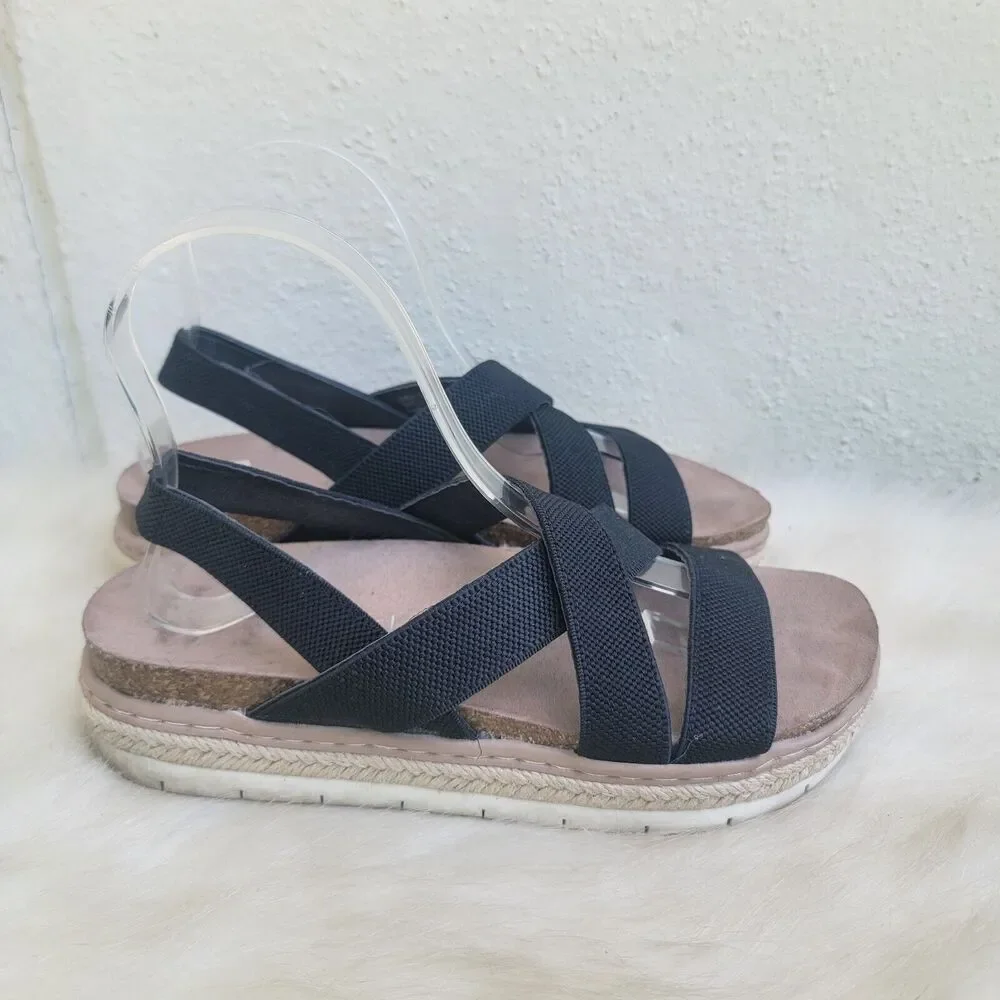 Madden Girl Lorra black espadrille flatform sandal wmns size 7M